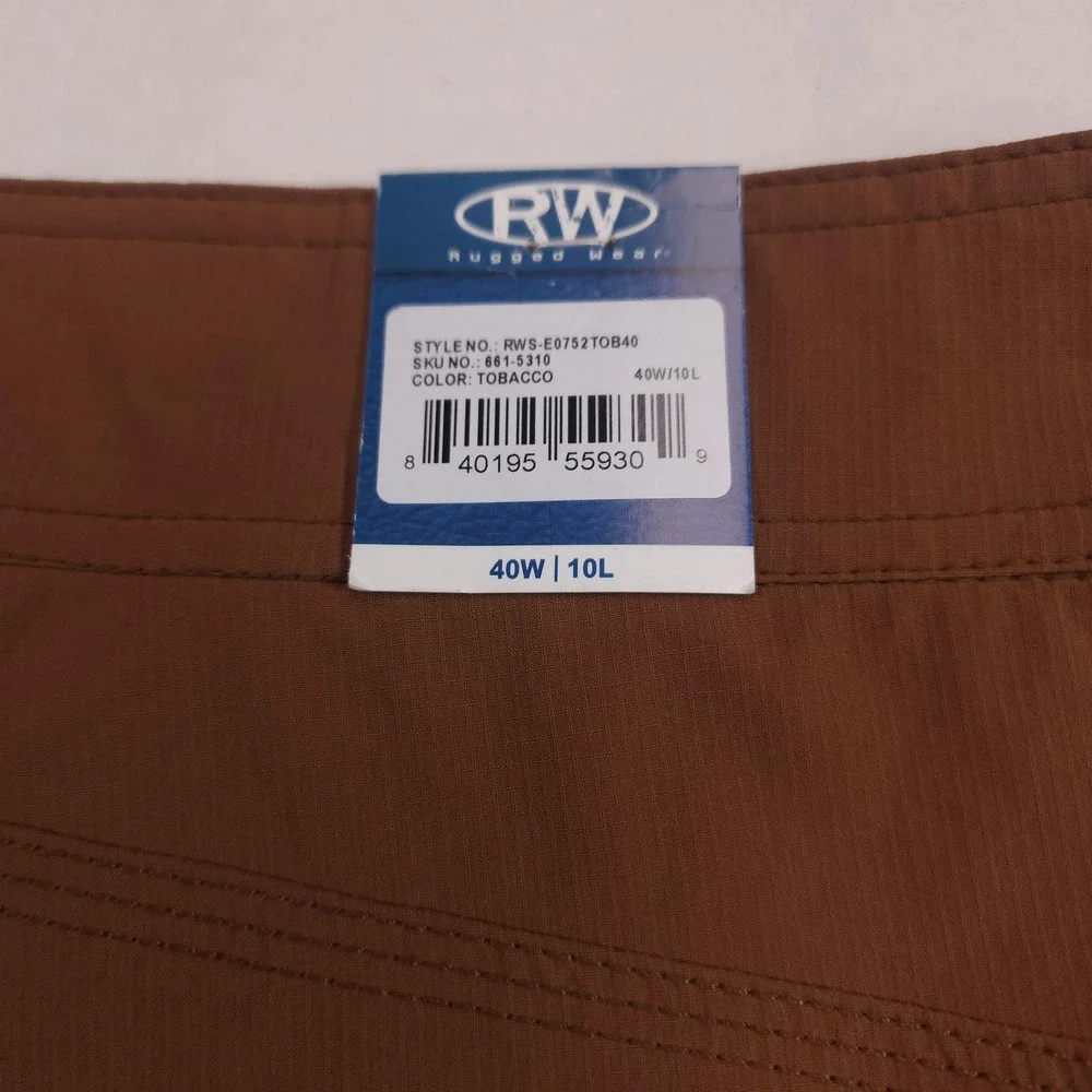 Rugged Wear Mens 40 Brown Nylon Stretch Cargo Shorts NWT‎